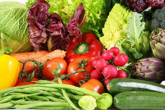a background of fresh vegetables
