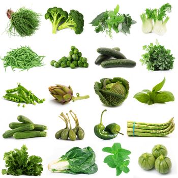 a background of fresh green vegetables