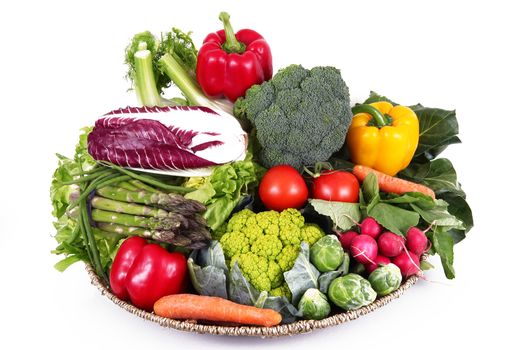 a fresh group of vegetables on white background
