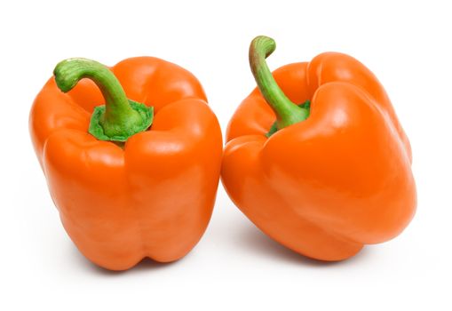 fresh hot peppers on white background