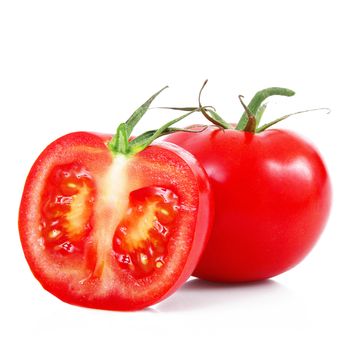 fresh tomatoes on white background