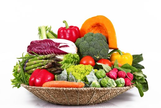 a fresh group of vegetables on white background