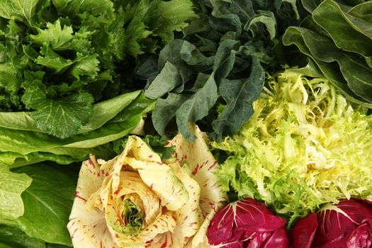 a background of fresh vegetables
