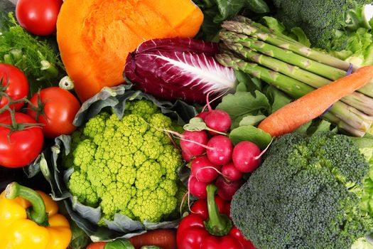 a background of fresh vegetables