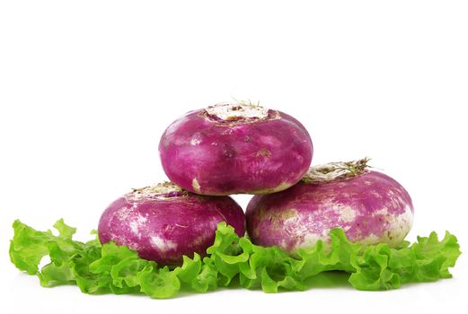 a fresh red turnip on white background