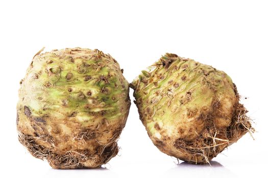 fresh Celery Turnip on white background