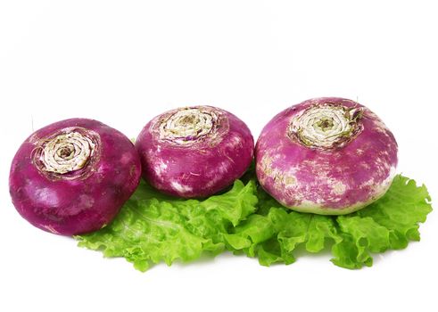 a fresh red turnip on white background