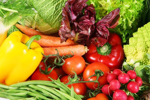 a background of fresh vegetables