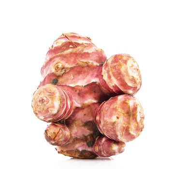 a fresh jerusalem artichoke on white background