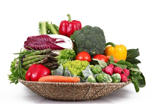 a fresh group of vegetables on white background