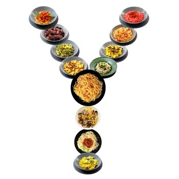Y alphabet italian pasta on white background