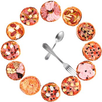 pizza clock on white background