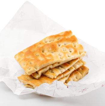 fresh flatbread on white background