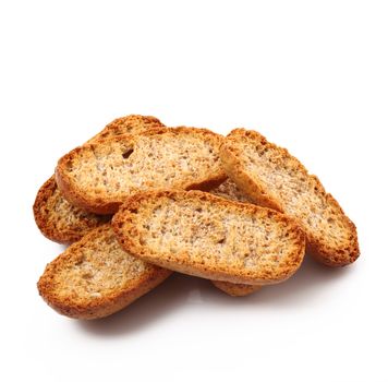 original crunchy bread on white background