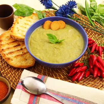 exquisite traditional spinach soup with bio ingredients
