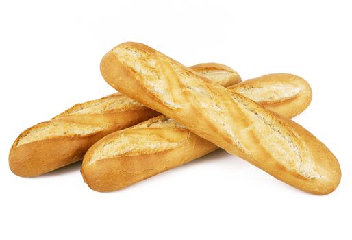 original french baguette on white background