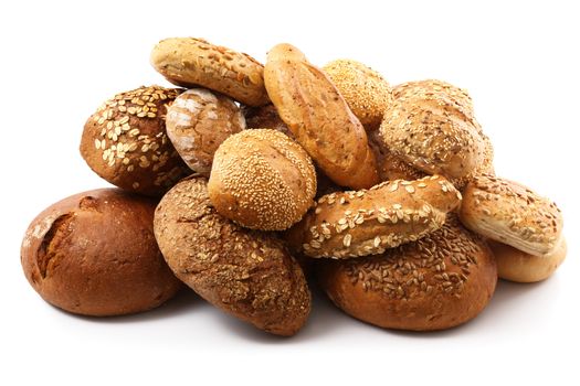 fresh bread on white background