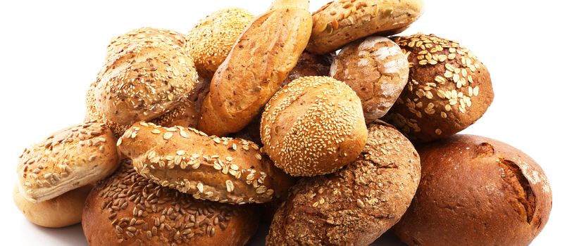 fresh bread on white background