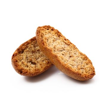 original crunchy bread on white background