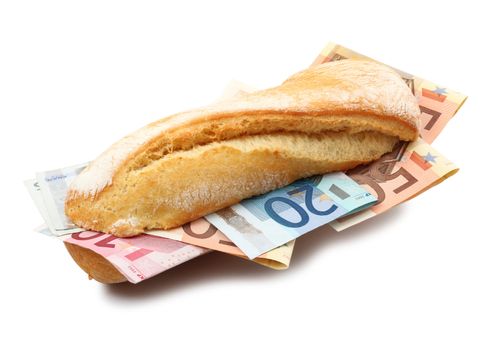 a strange sandwich with money
