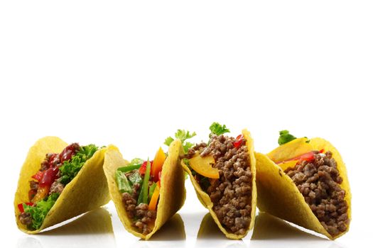 original mexican tacos on white background