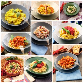 collage of original italian pasta