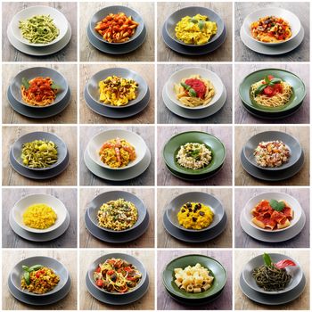collage of original italian pasta