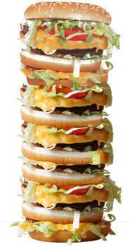very big sandwich with salade and hamburger