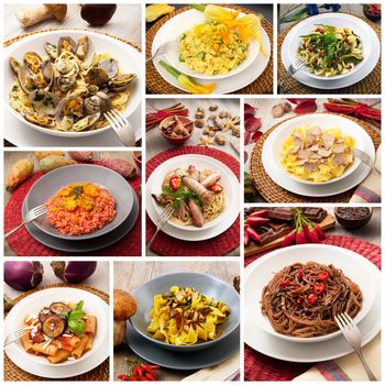 collage of original italian pasta