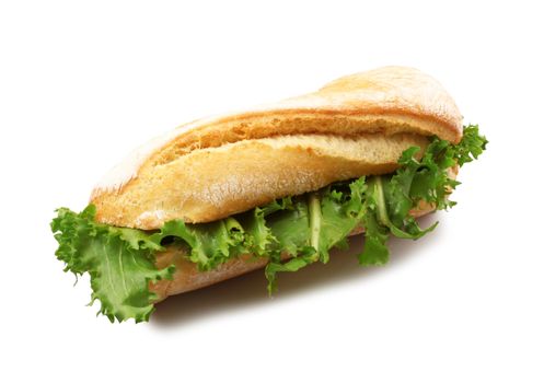 sandwich with salade on white background