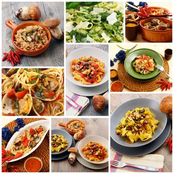 collage of original italian pasta