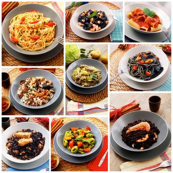 collage of original italian pasta