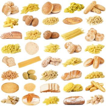 collage of original italian pasta and bread