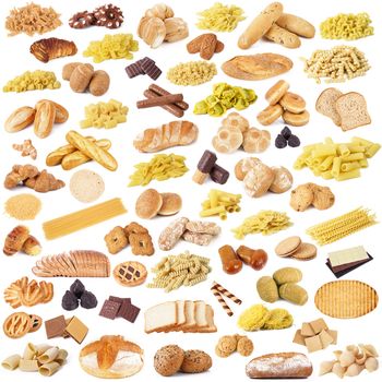 collage of original italian pasta bread and cookies