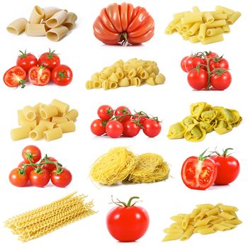 collage of original italian pasta and tomatoes