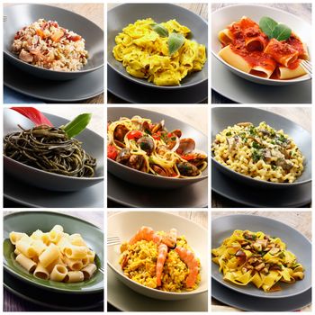 collage of original italian pasta