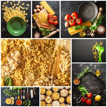 collage of original italian pasta