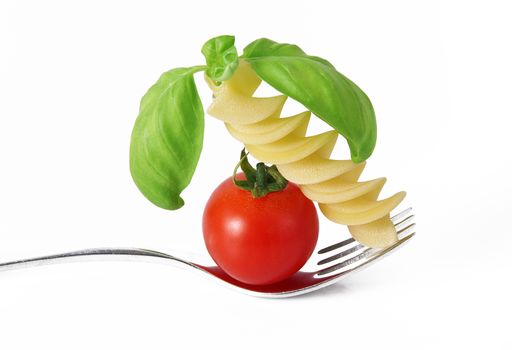 original italian pasta with basil and tomato