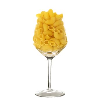 italian pasta in glass on white background