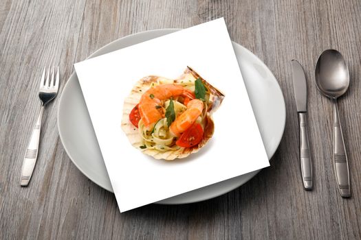 dish with italian food in photography menu