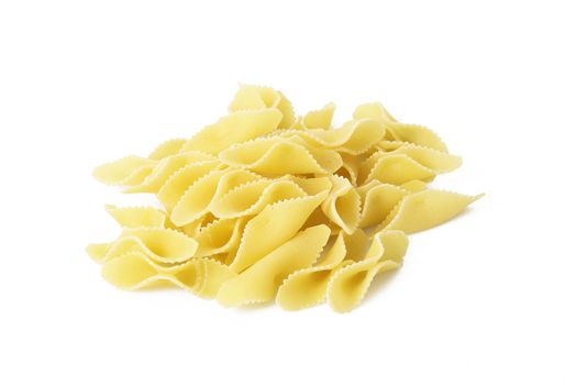 italian raw pasta on white background