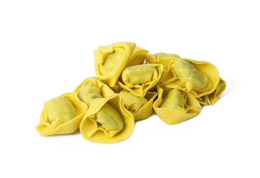 italian raw pasta on white background