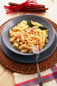 original italian pasta with salmon