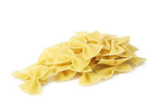 italian raw pasta on white background