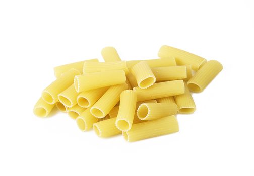 italian raw pasta on white background