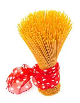 italian raw pasta on white background