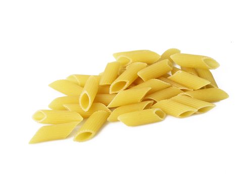 italian raw pasta on white background