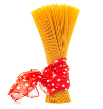 italian raw pasta on white background