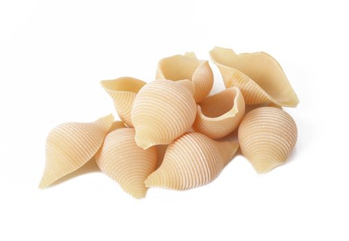 italian raw pasta on white background