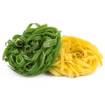 italian raw pasta on white background